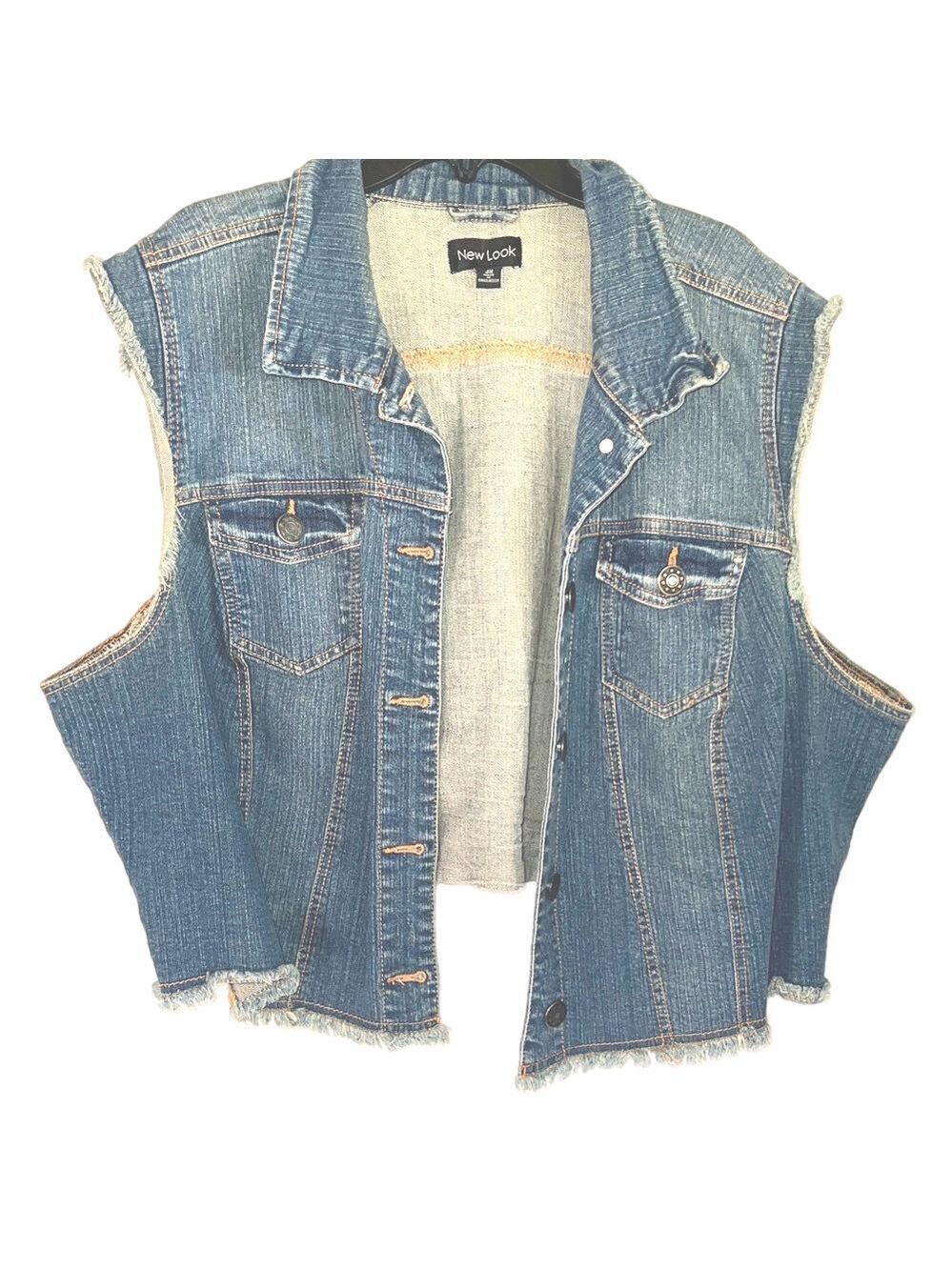 New Look Classic Blue Denim Vest, Plus Size 3X